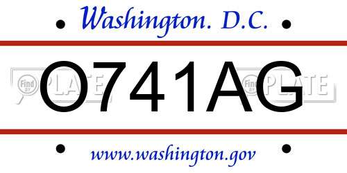 O741AG District Of Columbia License Plate