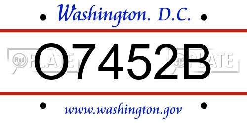 O7452B District Of Columbia License Plate