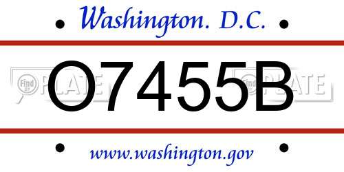 O7455B District Of Columbia License Plate