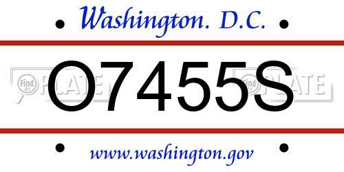 O7455S District Of Columbia License Plate
