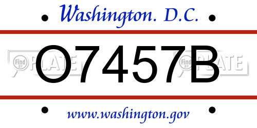 O7457B District Of Columbia License Plate