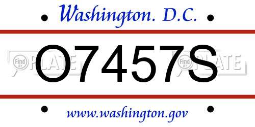 O7457S District Of Columbia License Plate