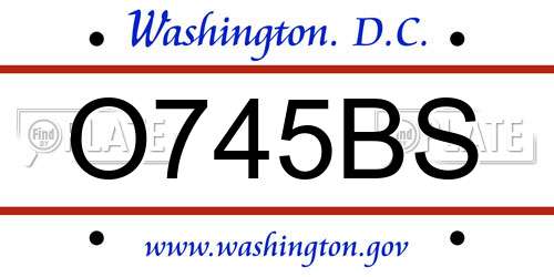 O745BS District Of Columbia License Plate