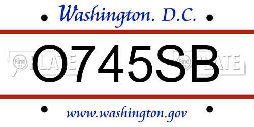 O745SB District Of Columbia License Plate