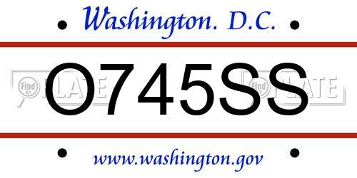 O745SS District Of Columbia License Plate