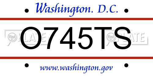 O745TS District Of Columbia License Plate