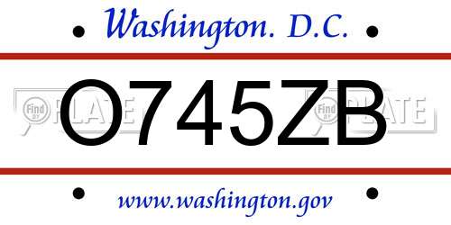 O745ZB District Of Columbia License Plate