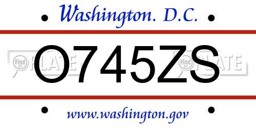 O745ZS District Of Columbia License Plate