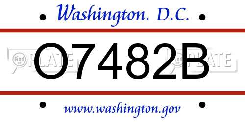 O7482B District Of Columbia License Plate