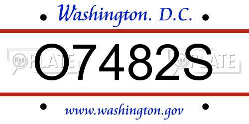 O7482S District Of Columbia License Plate