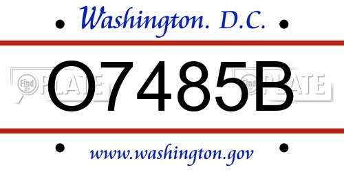 O7485B District Of Columbia License Plate