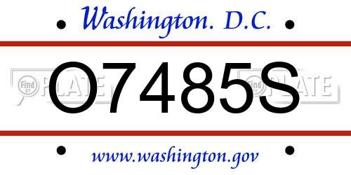 O7485S District Of Columbia License Plate
