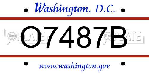 O7487B District Of Columbia License Plate