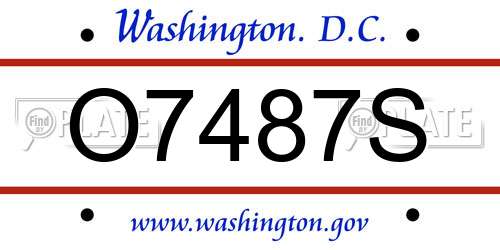 O7487S District Of Columbia License Plate