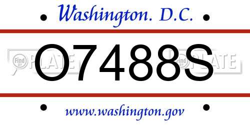 O7488S District Of Columbia License Plate