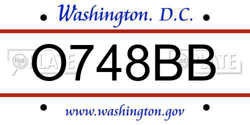 O748BB District Of Columbia License Plate