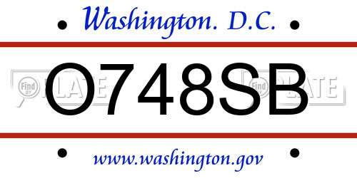 O748SB District Of Columbia License Plate