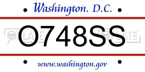 O748SS District Of Columbia License Plate
