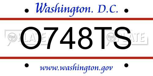 O748TS District Of Columbia License Plate