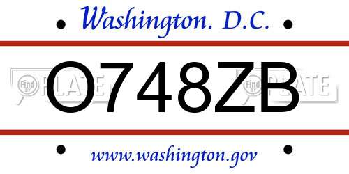 O748ZB District Of Columbia License Plate