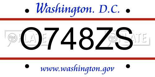 O748ZS District Of Columbia License Plate
