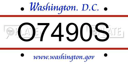 O7490S District Of Columbia License Plate