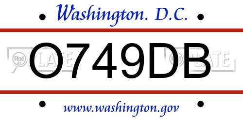 O749DB District Of Columbia License Plate