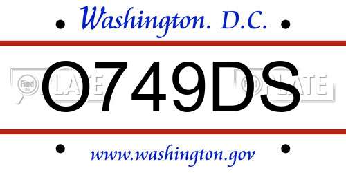 O749DS District Of Columbia License Plate
