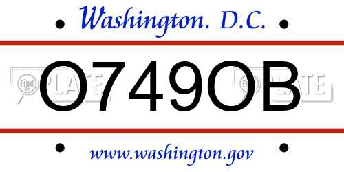 O749OB District Of Columbia License Plate