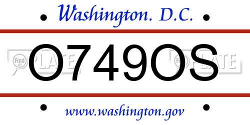 O749OS District Of Columbia License Plate
