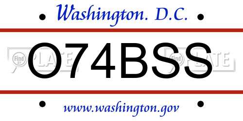O74BSS District Of Columbia License Plate
