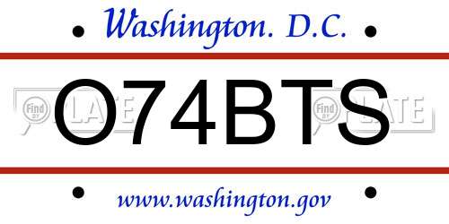 O74BTS District Of Columbia License Plate
