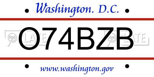 O74BZB District Of Columbia License Plate