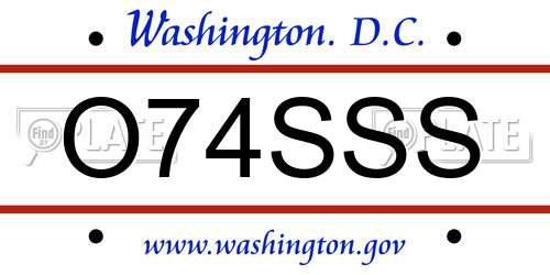 O74SSS District Of Columbia License Plate
