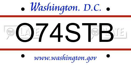 O74STB District Of Columbia License Plate
