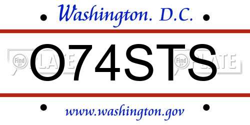 O74STS District Of Columbia License Plate