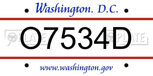 O7534D District Of Columbia License Plate