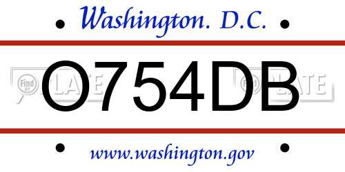 O754DB District Of Columbia License Plate