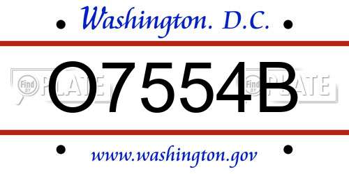 O7554B District Of Columbia License Plate