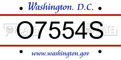 O7554S District Of Columbia License Plate