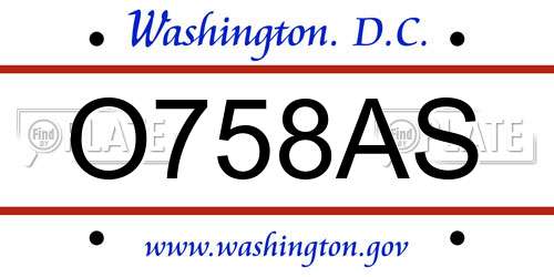 O758AS District Of Columbia License Plate