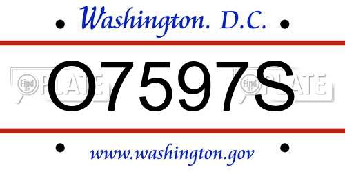 O7597S District Of Columbia License Plate