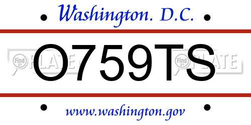 O759TS District Of Columbia License Plate