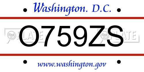 O759ZS District Of Columbia License Plate