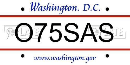 O75SAS District Of Columbia License Plate