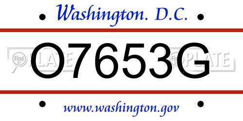 O7653G District Of Columbia License Plate