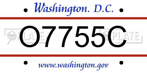 O7755C District Of Columbia License Plate