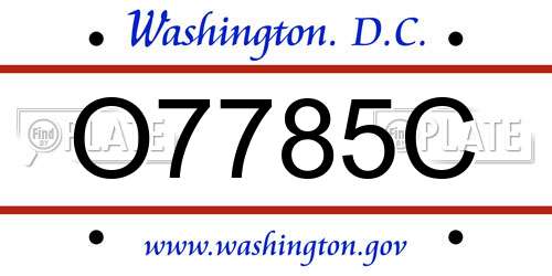 O7785C District Of Columbia License Plate