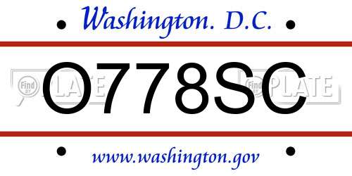 O778SC District Of Columbia License Plate