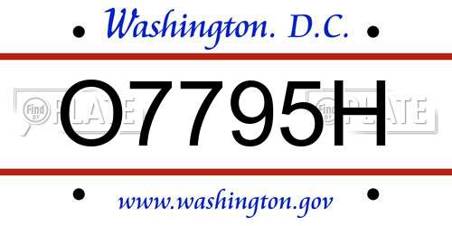 O7795H District Of Columbia License Plate